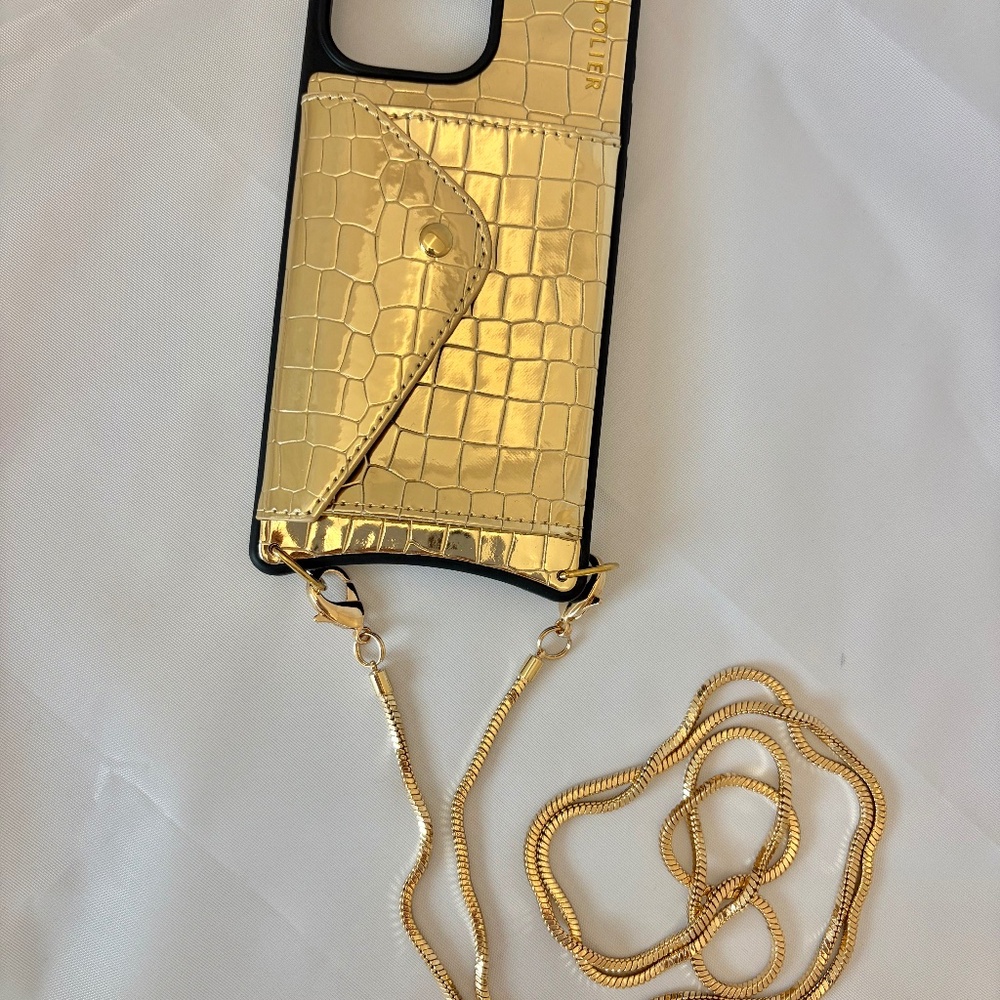 16 ProMAX  Gold Croc Bandolier phone case  - Strap and & Card Holder
